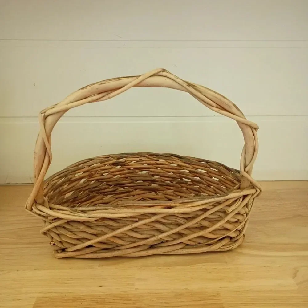 Wicker Basket with Handle Heavy Duty Country Farmhouse Decor
